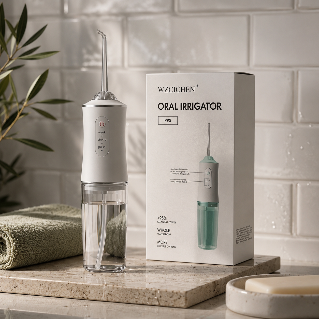 Irrigador Bucal Inalámbrico Recargable | Limpieza Profunda con 4 Boquillas