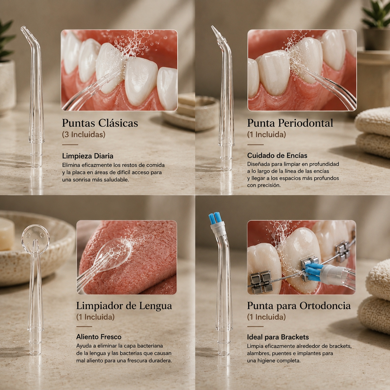 Irrigador Bucal Inalámbrico Recargable | Limpieza Profunda con 4 Boquillas
